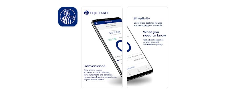 iphone screen showing the equitable mobile app, convenience, simplicity and what you need to know