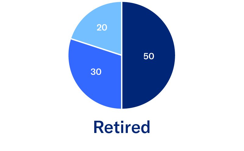 pie chart showing structure capital strategies bonds and fixed income, stocks and SIO once retired