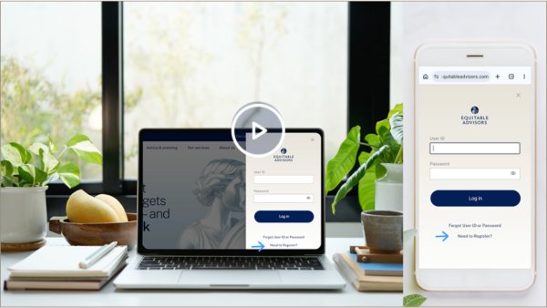 Laptop and mobile phone showing how to register for online account access