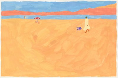 Image of a painting of a man walking on the beach